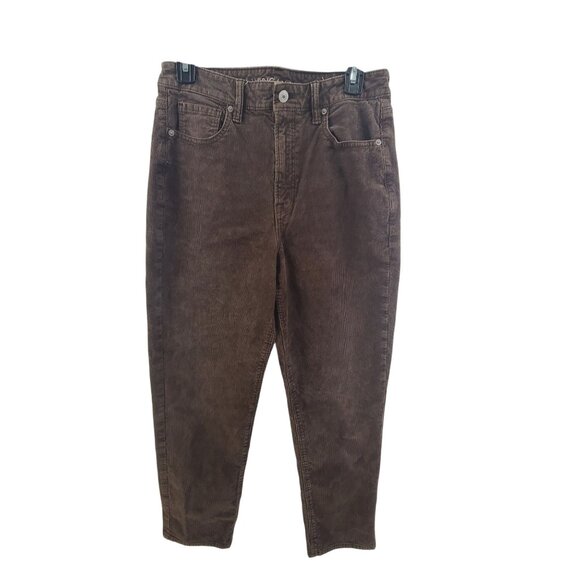 American Eagle Women's Mom Straight Leg Stretch Corduroy Pants Brown Size 10 - Picture 1 of 8